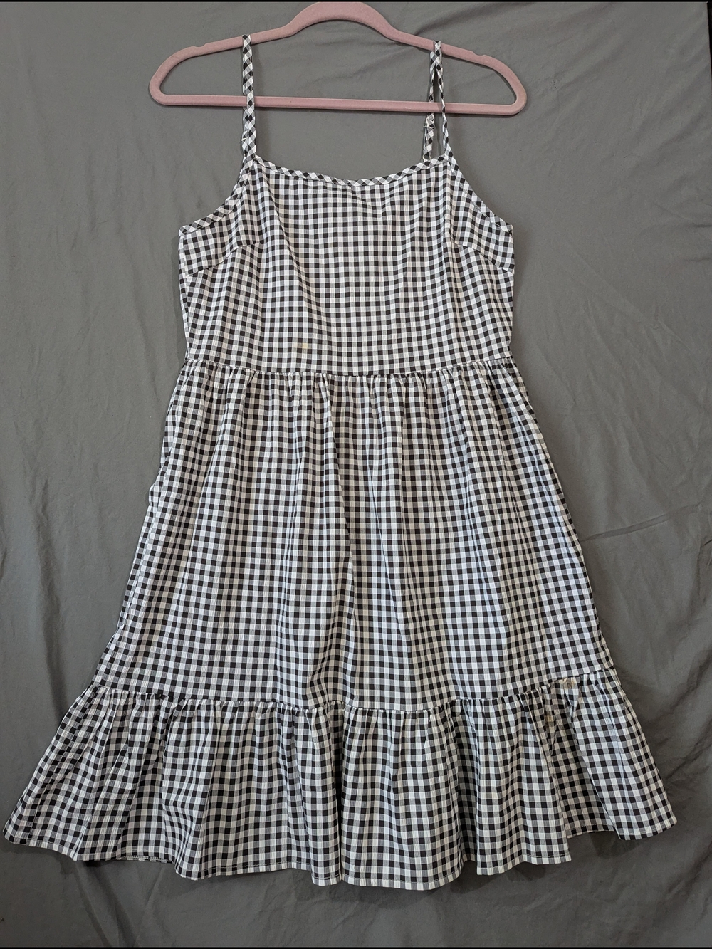 SHEIN Black and White Gingham Spaghetti-Strap Dress